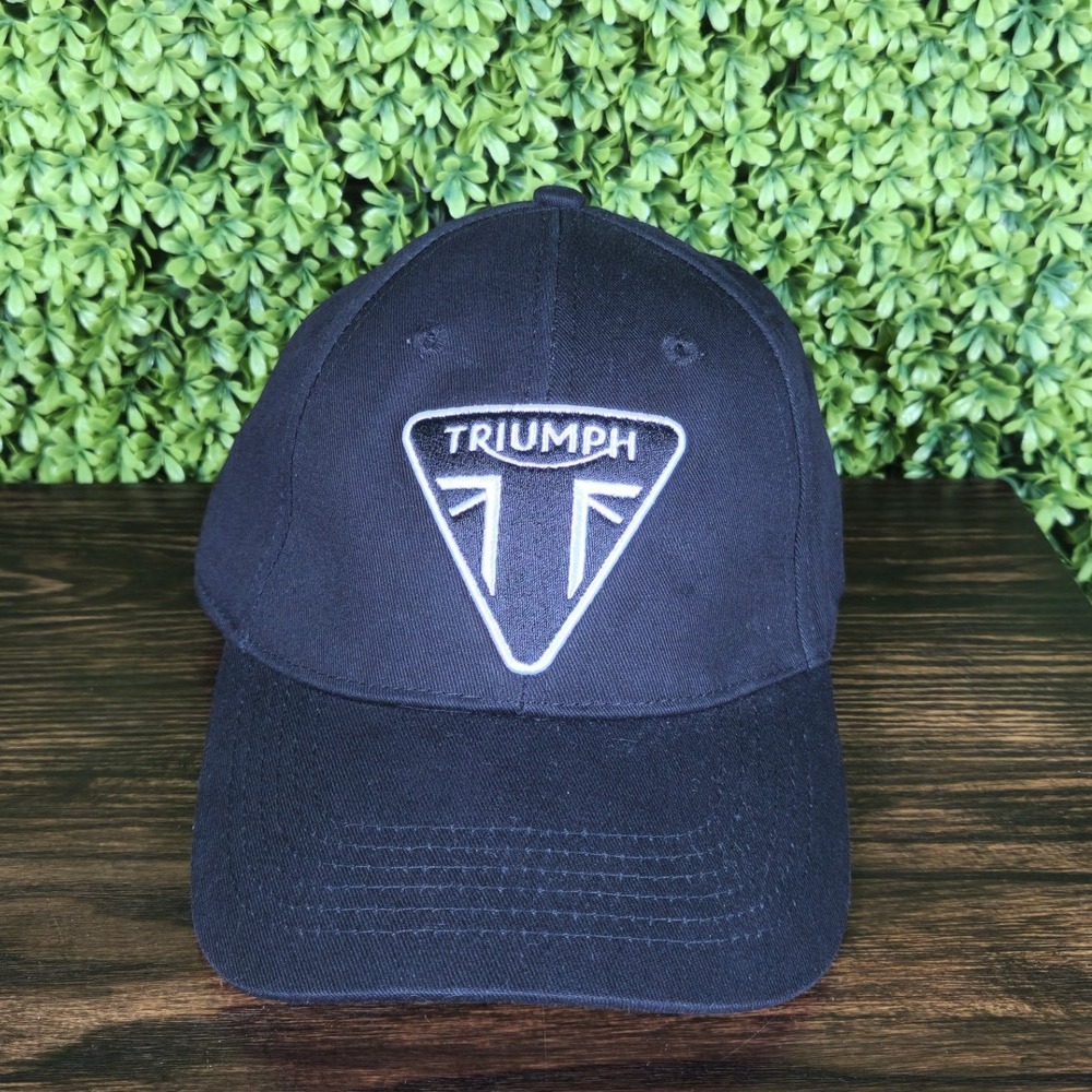 Triumph Norfolk Cap Black Embroidered Logo Motorcycle Baseball Hat MCAS20310 NEW